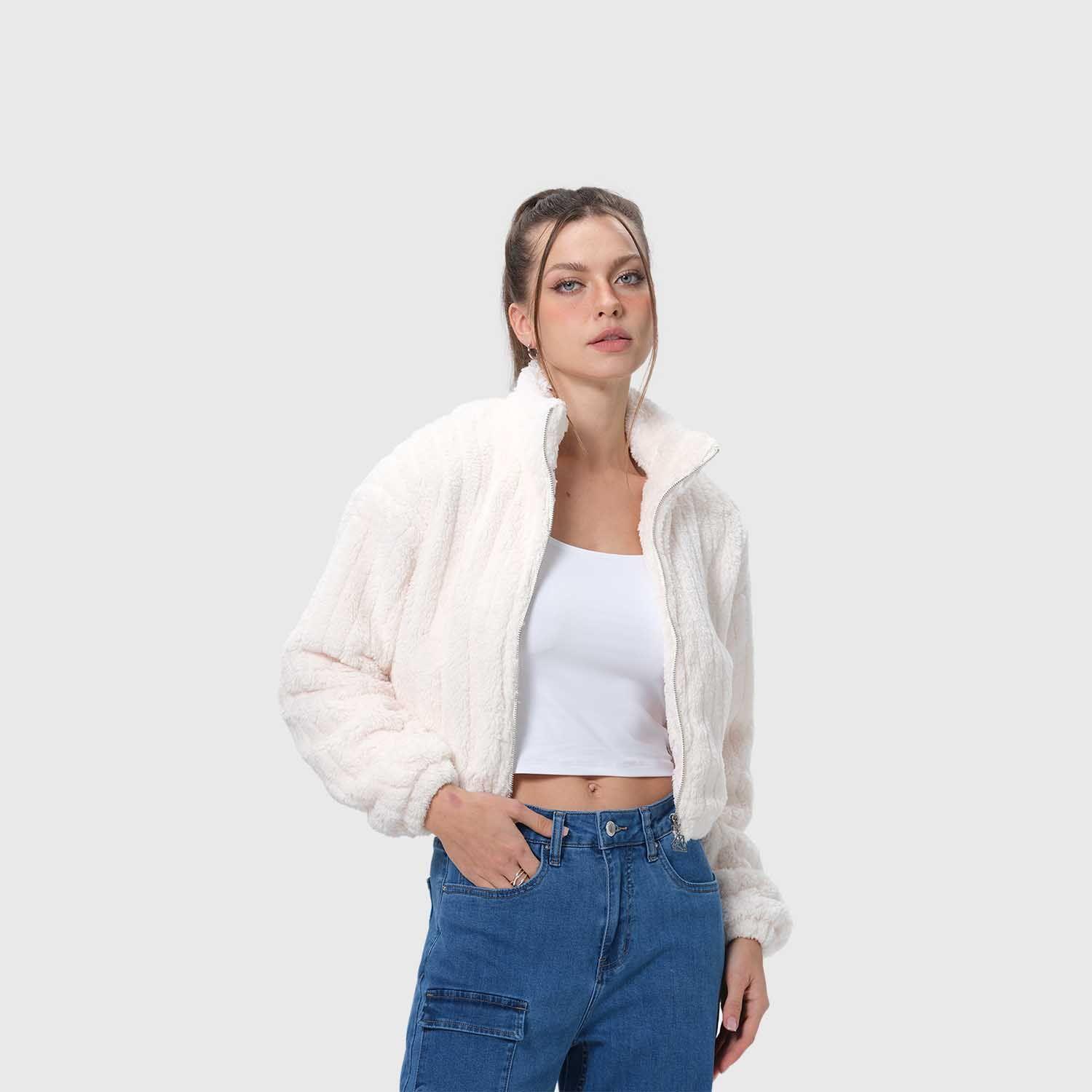 Chaqueta Mujer Tipo Polar Crudo Fashion's Park-1