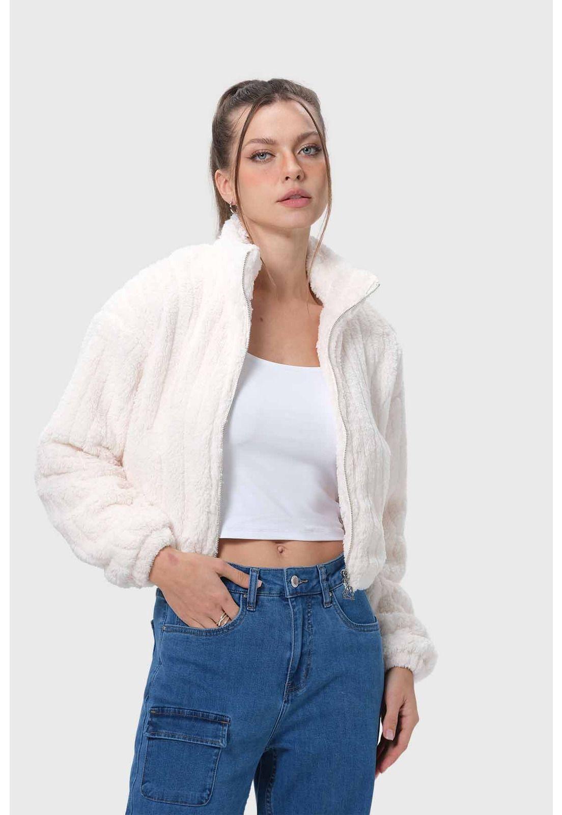 Chaqueta Mujer Tipo Polar Crudo-1