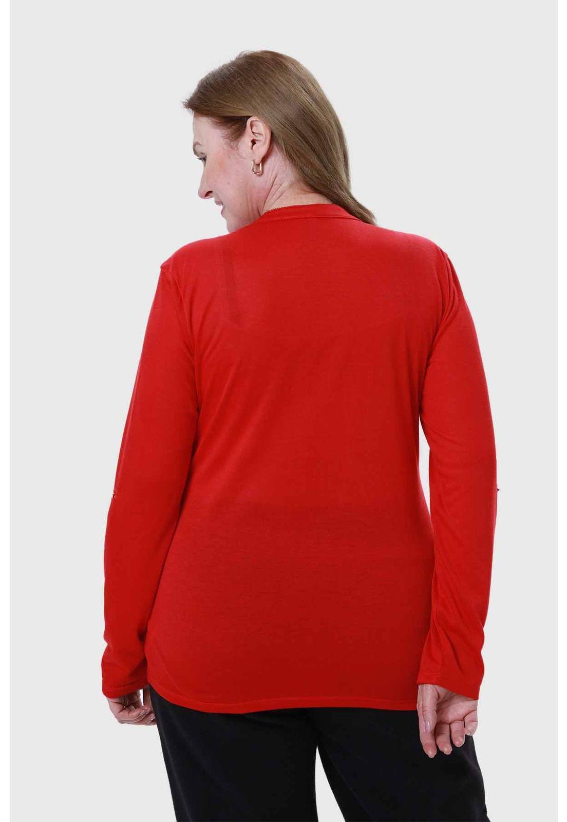 Polera Mujer Cuello Abotonado Rojo-2