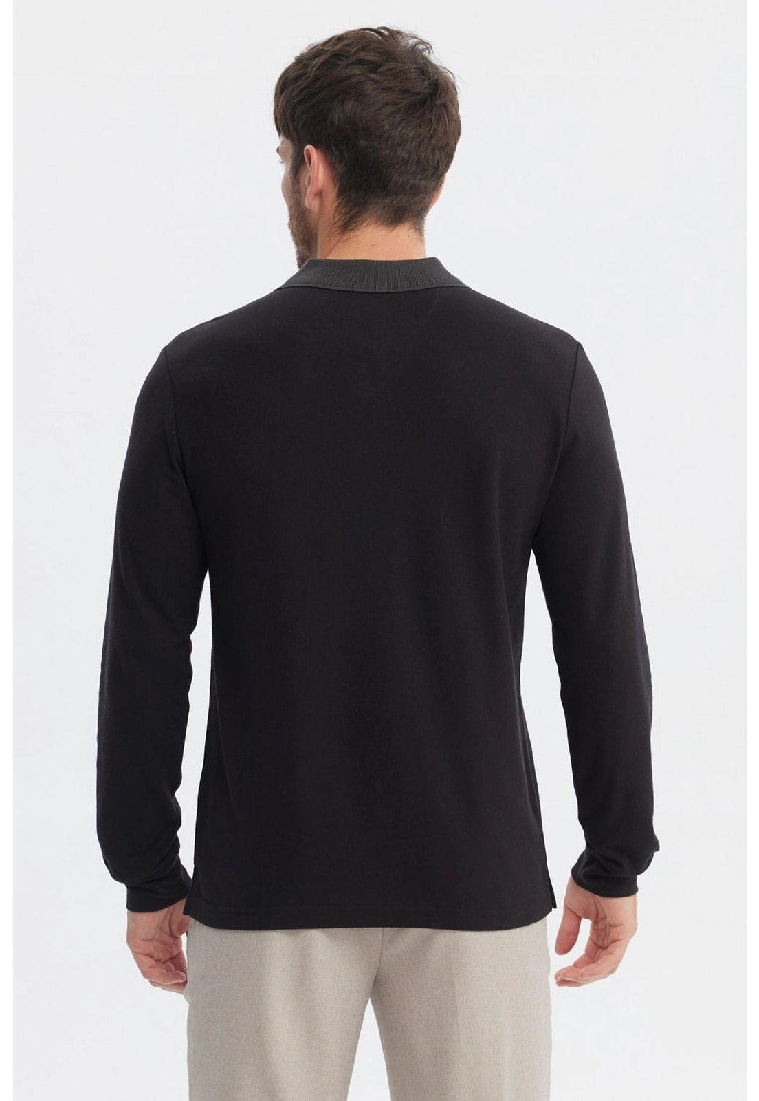 Polera Hombre Cuello Contraste Negro-2