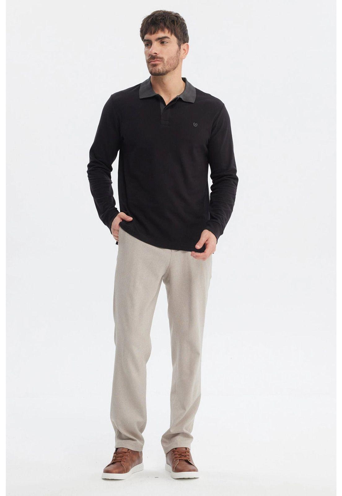 Polera Hombre Cuello Contraste Negro-3