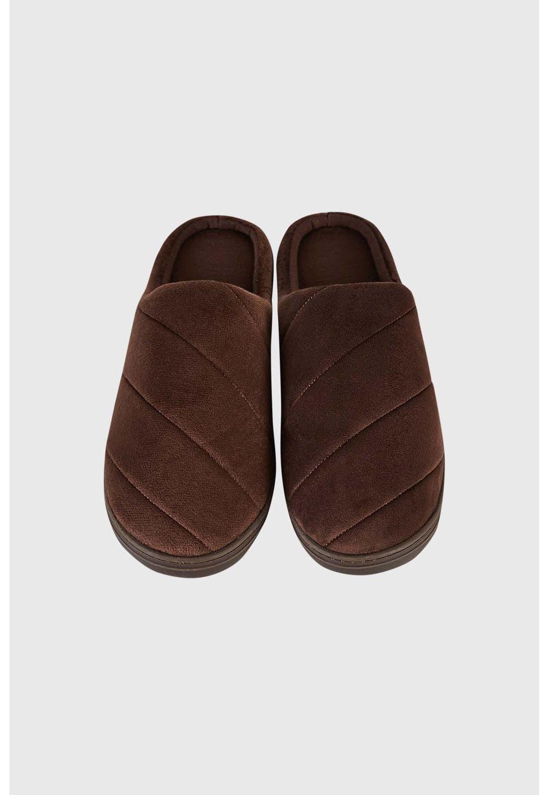 Pantufla Hombre Básica Café-0