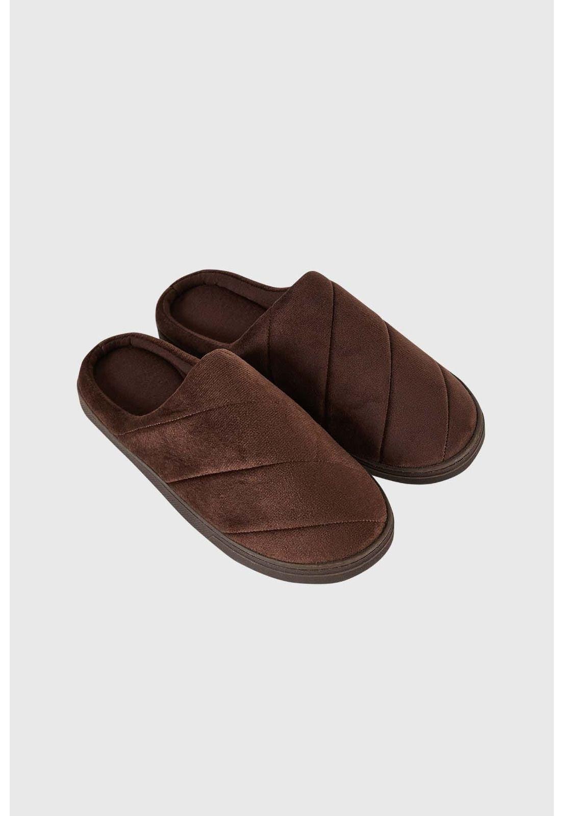 Pantufla Hombre Básica Café-1