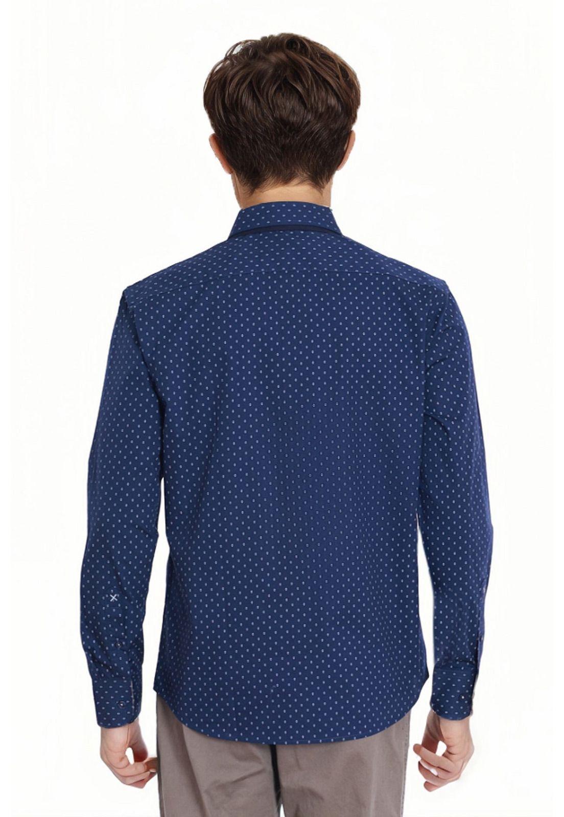 Camisa Hombre Print Azul - ll-2