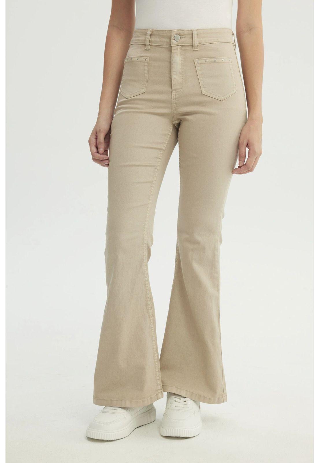 Jeans Mujer Flare Beige-0