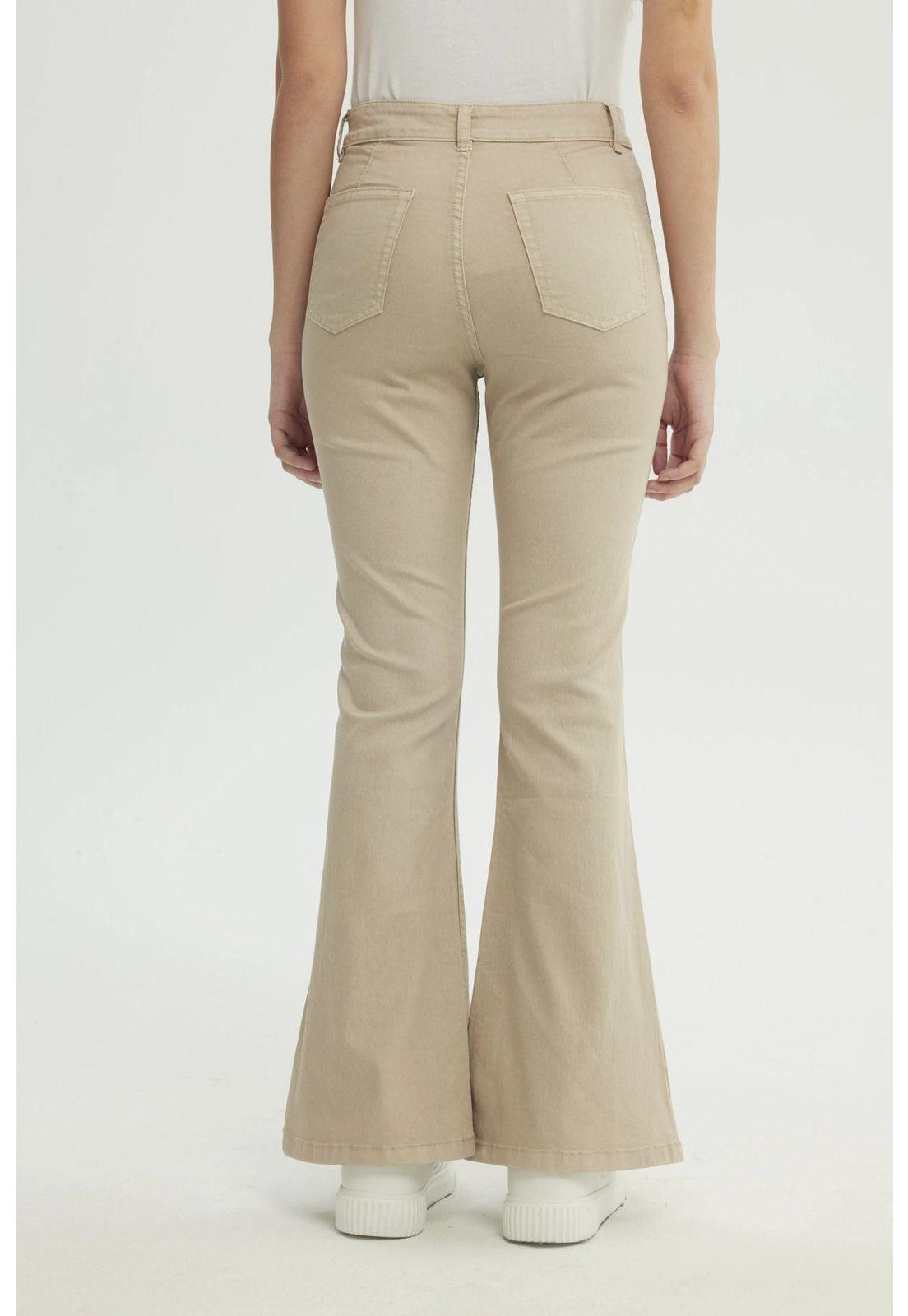 Jeans Mujer Flare Beige-2
