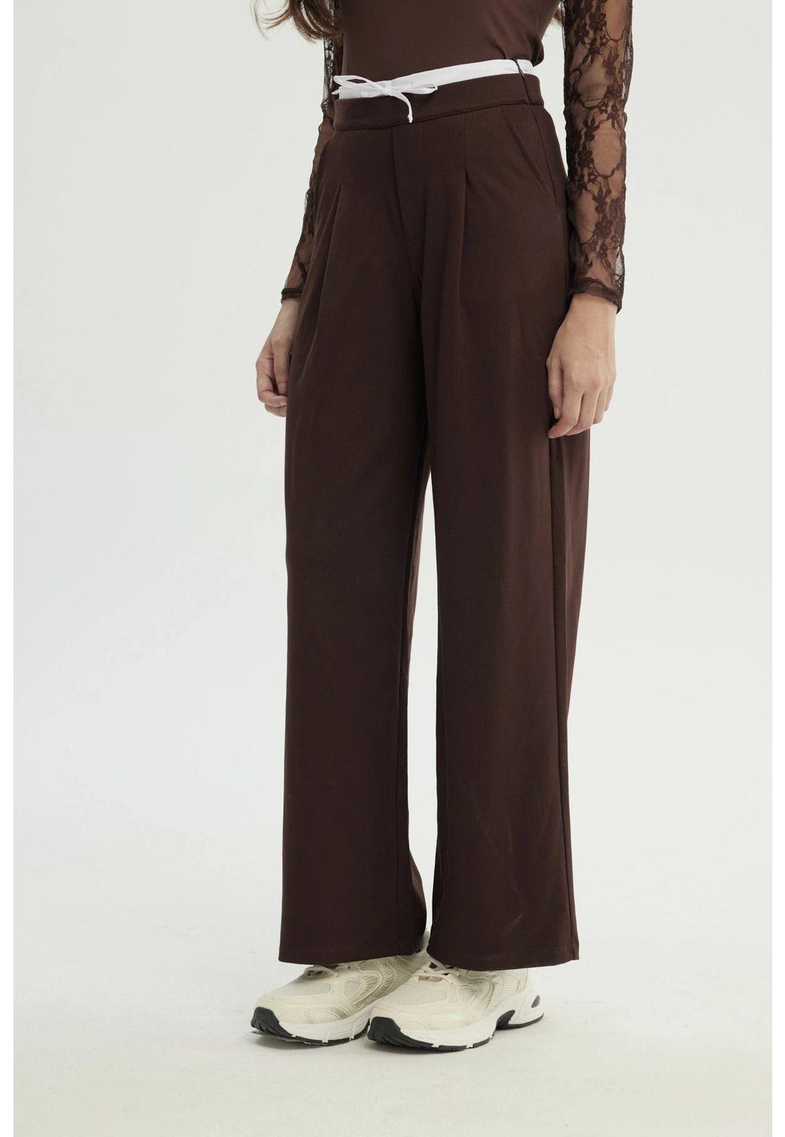 Pantalón Mujer Wide Leg Café - V-1