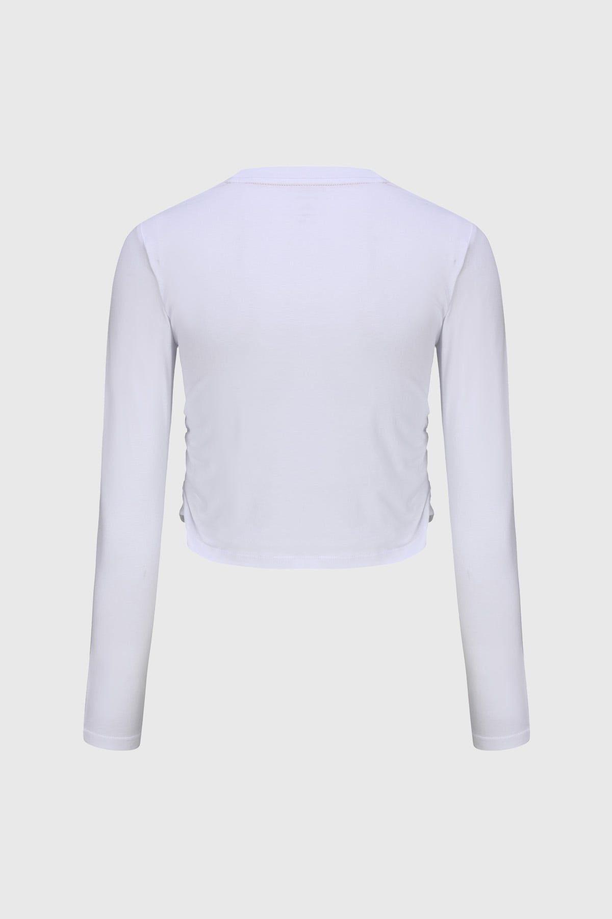 Polera Niña Recogido Fijo Blanco-1