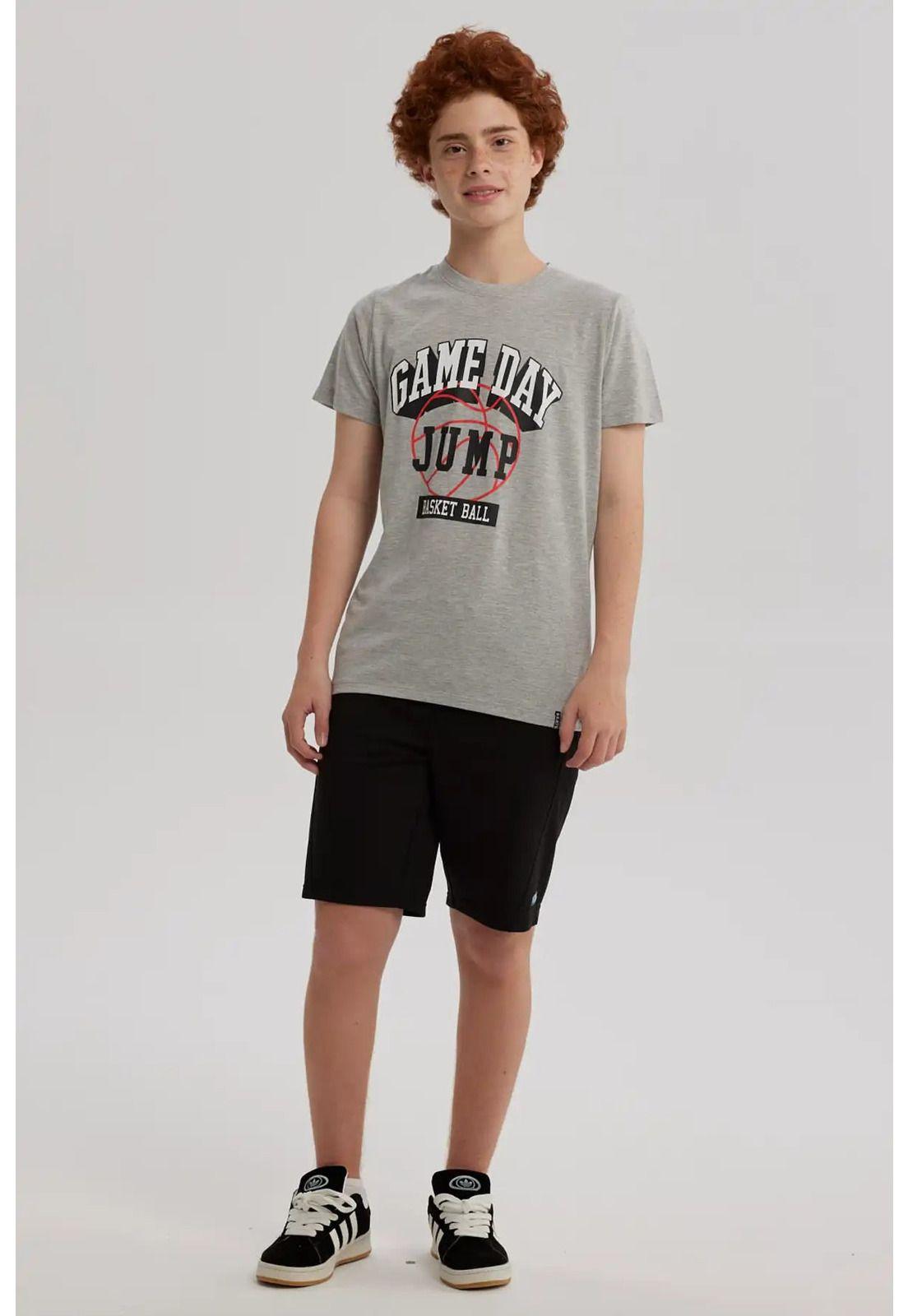 Polera Niño Básica Estampada Gris Melange - lll-3