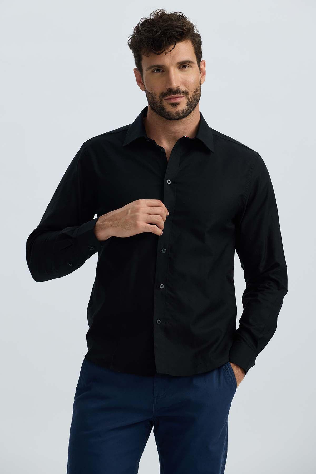 Camisa Hombre Oxford Premium Negro-0