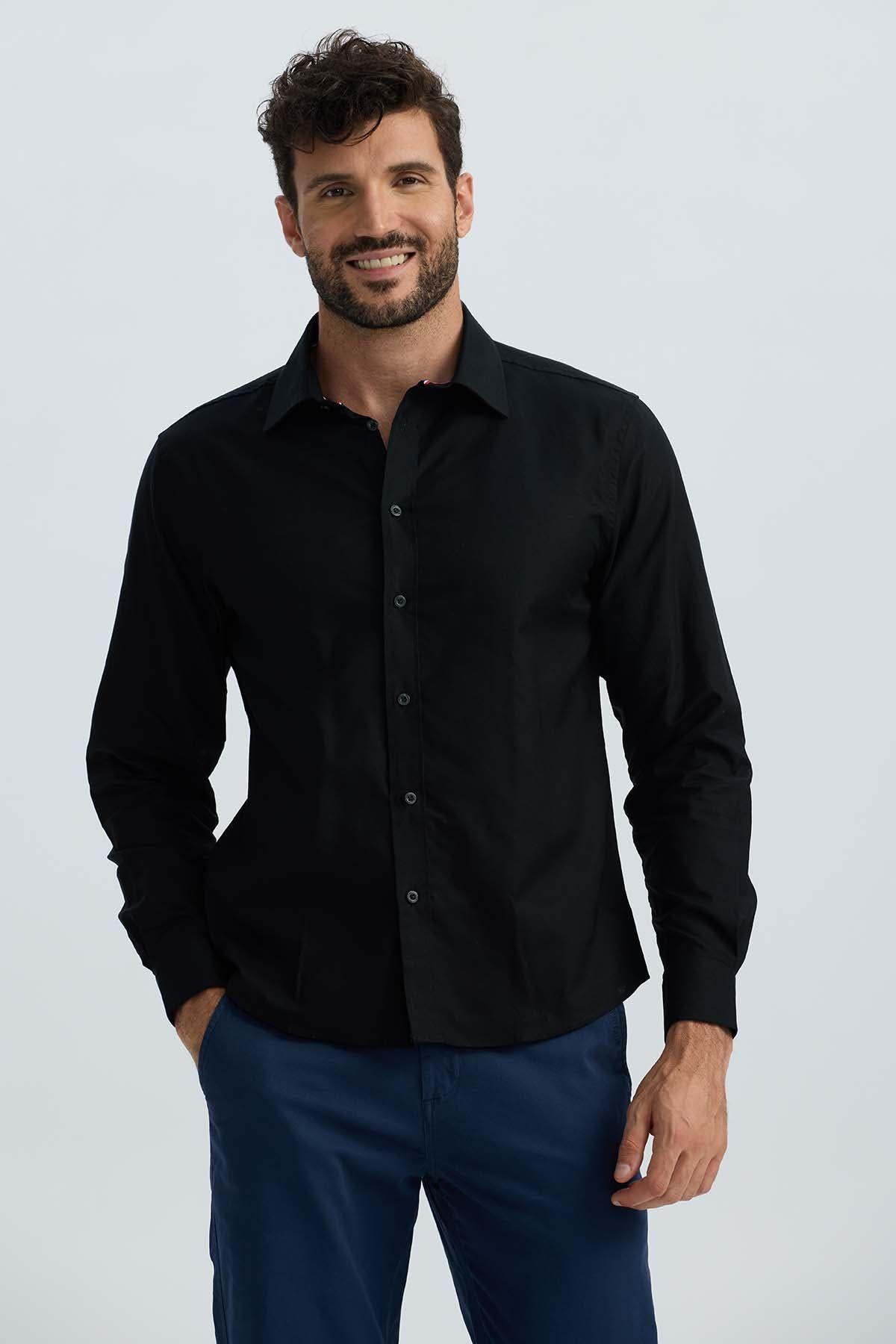 Camisa Hombre Oxford Premium Negro-1