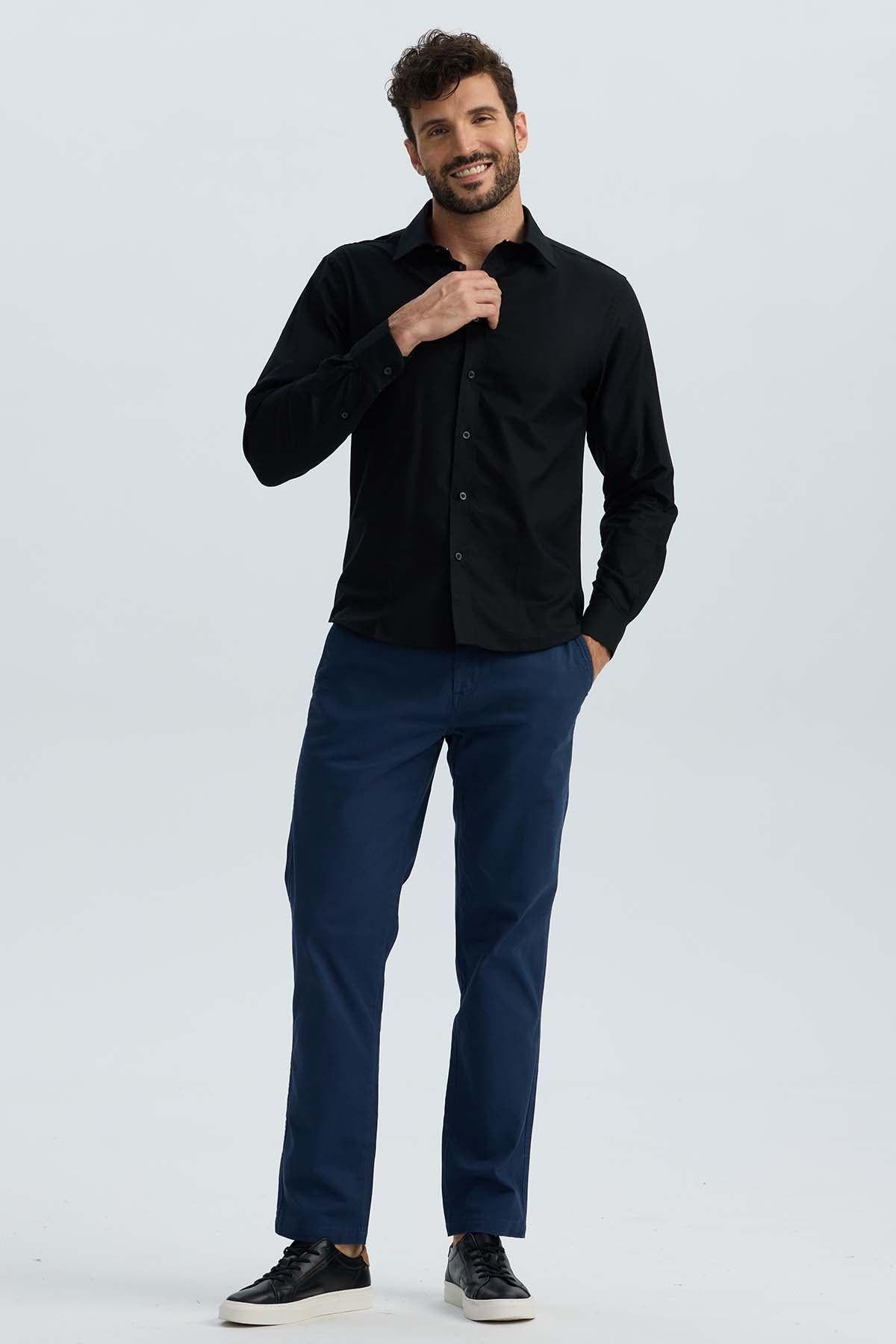 Camisa Hombre Oxford Premium Negro-3