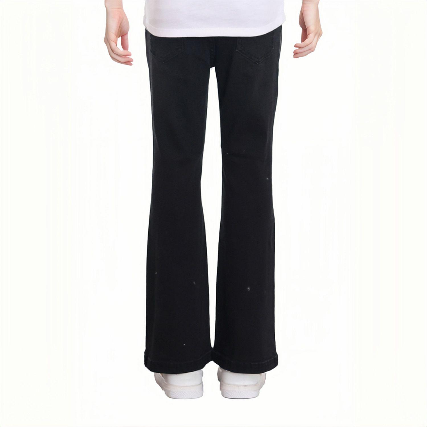 Jeans Niña Flare Estampado Y Liso Negro-1