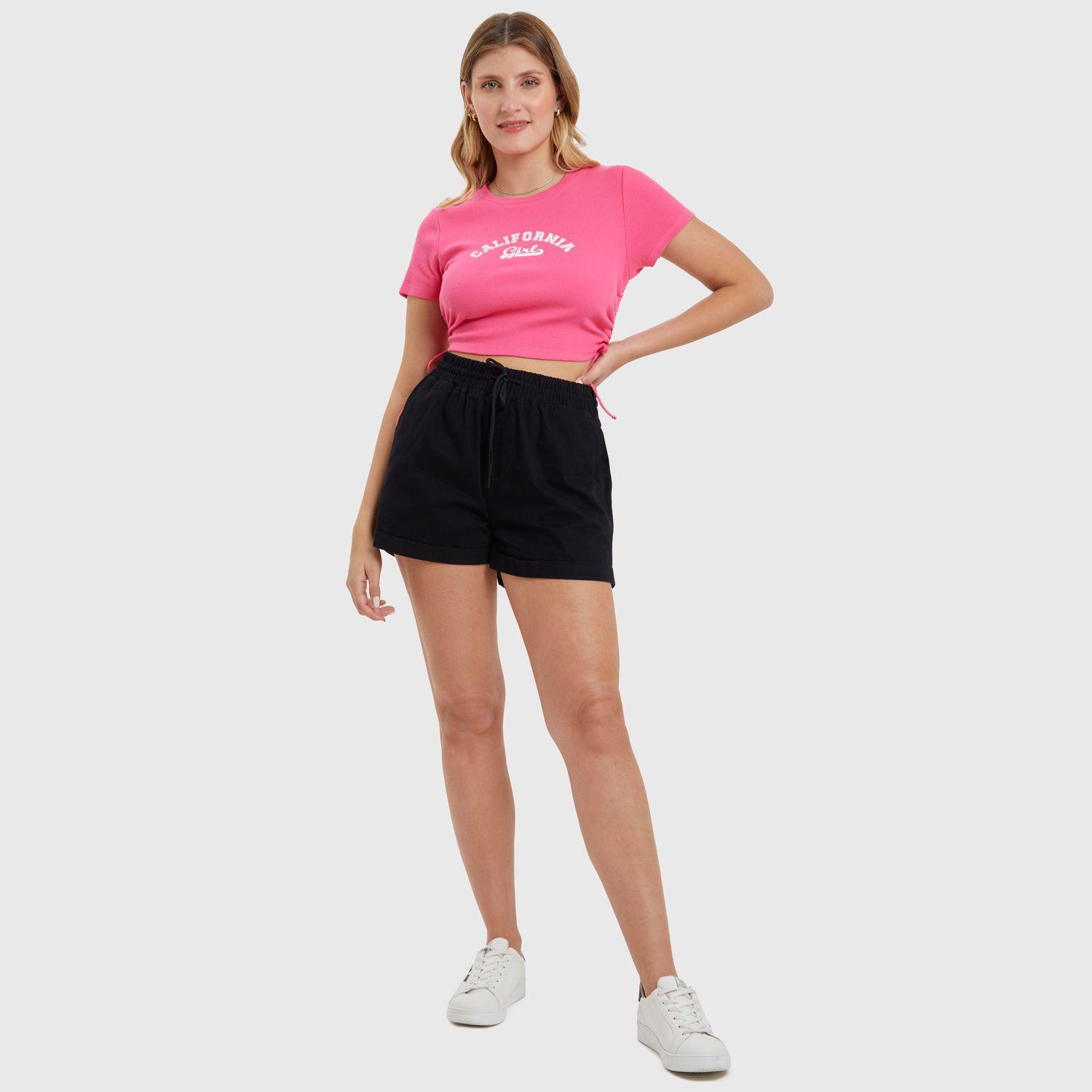 Polera Frunces Fucsia Mujer-3