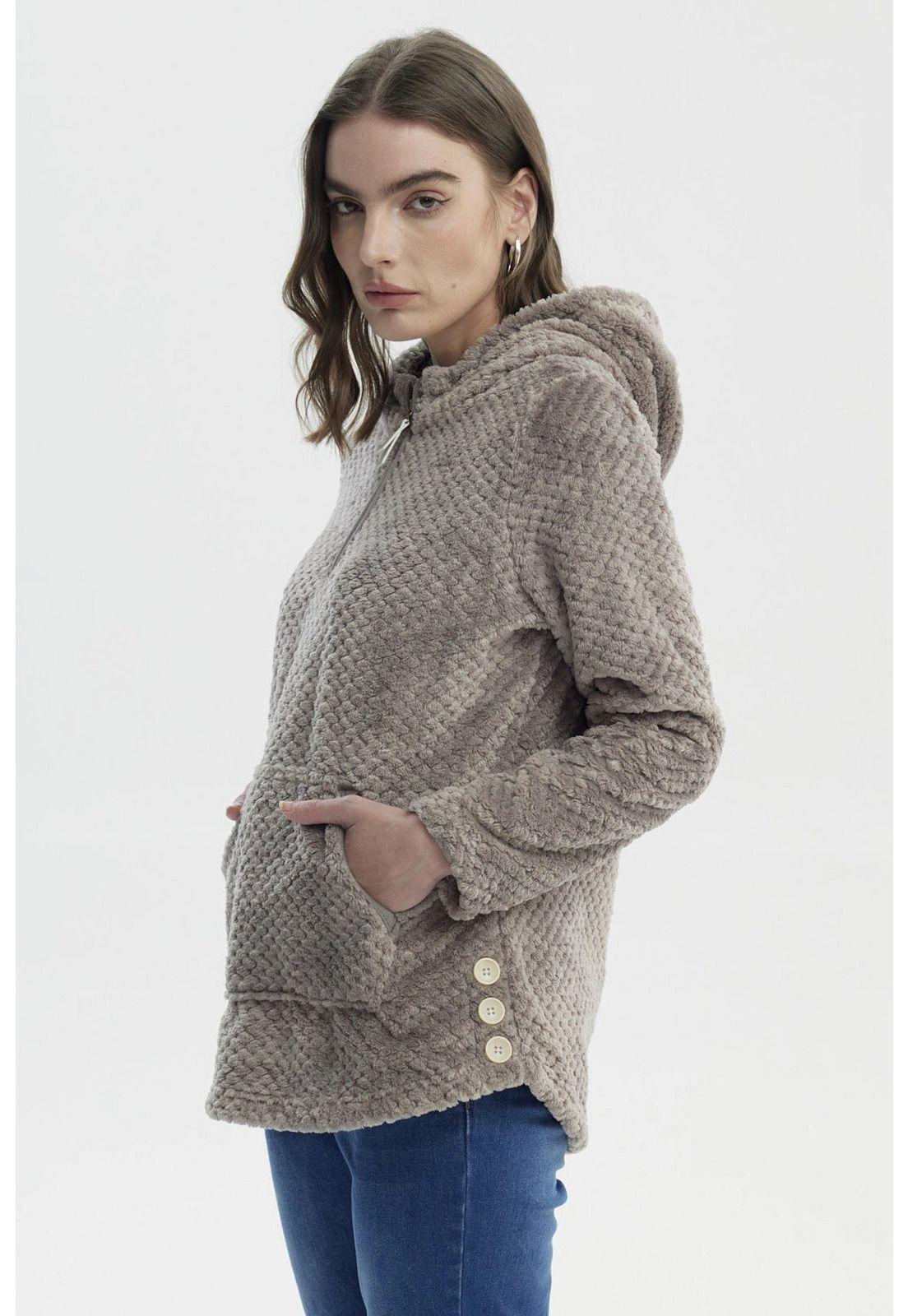 Polar Mujer Básico Aplicación Botón Gris - ll-1