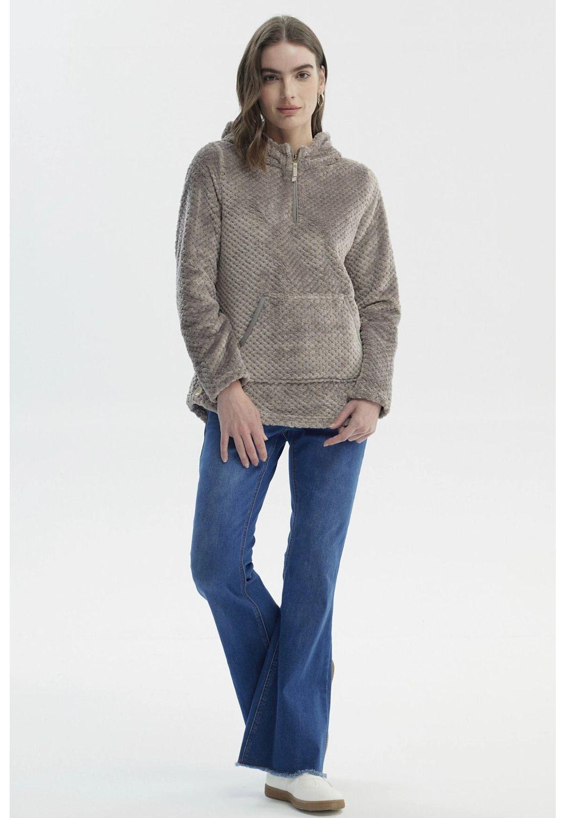 Polar Mujer Básico Aplicación Botón Gris - ll-3