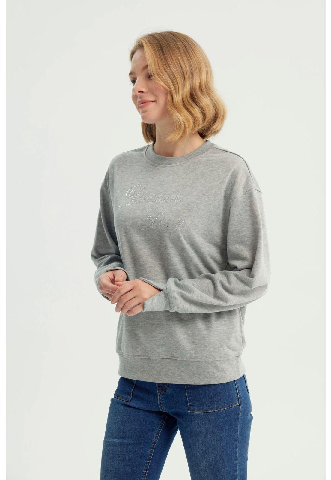 Polerón Mujer Clásico Gris Melange-1