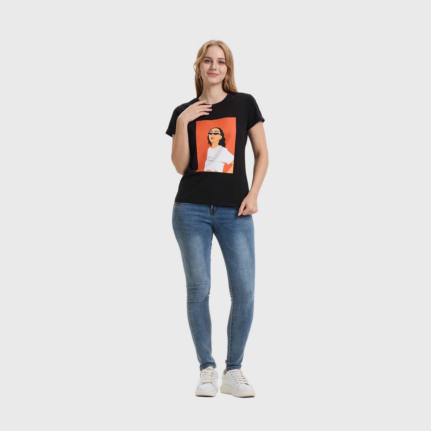 Polera Mujer Gráfica Roll Up Negro / Coral Fashion's Park-3
