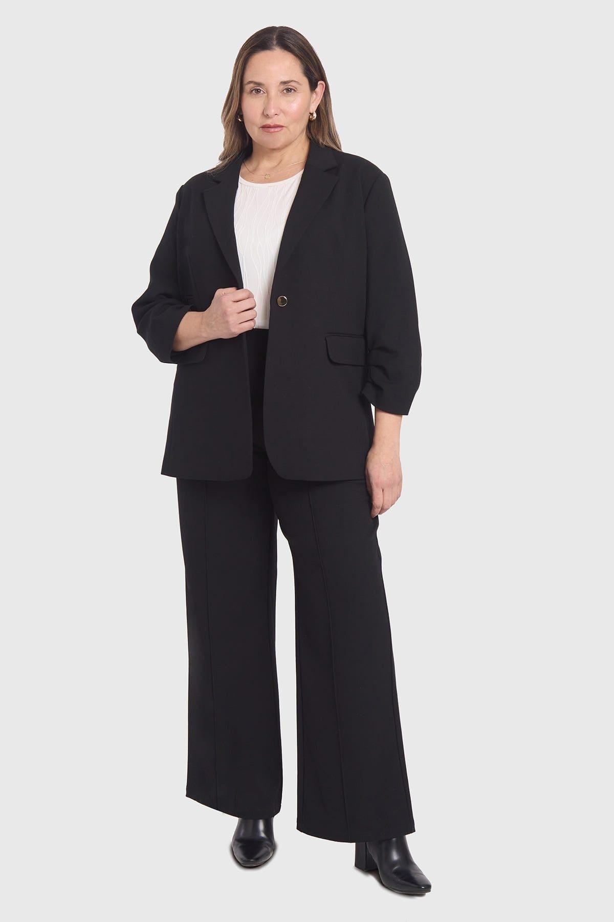 Blazer Mujer Manga Recogida Negro-3