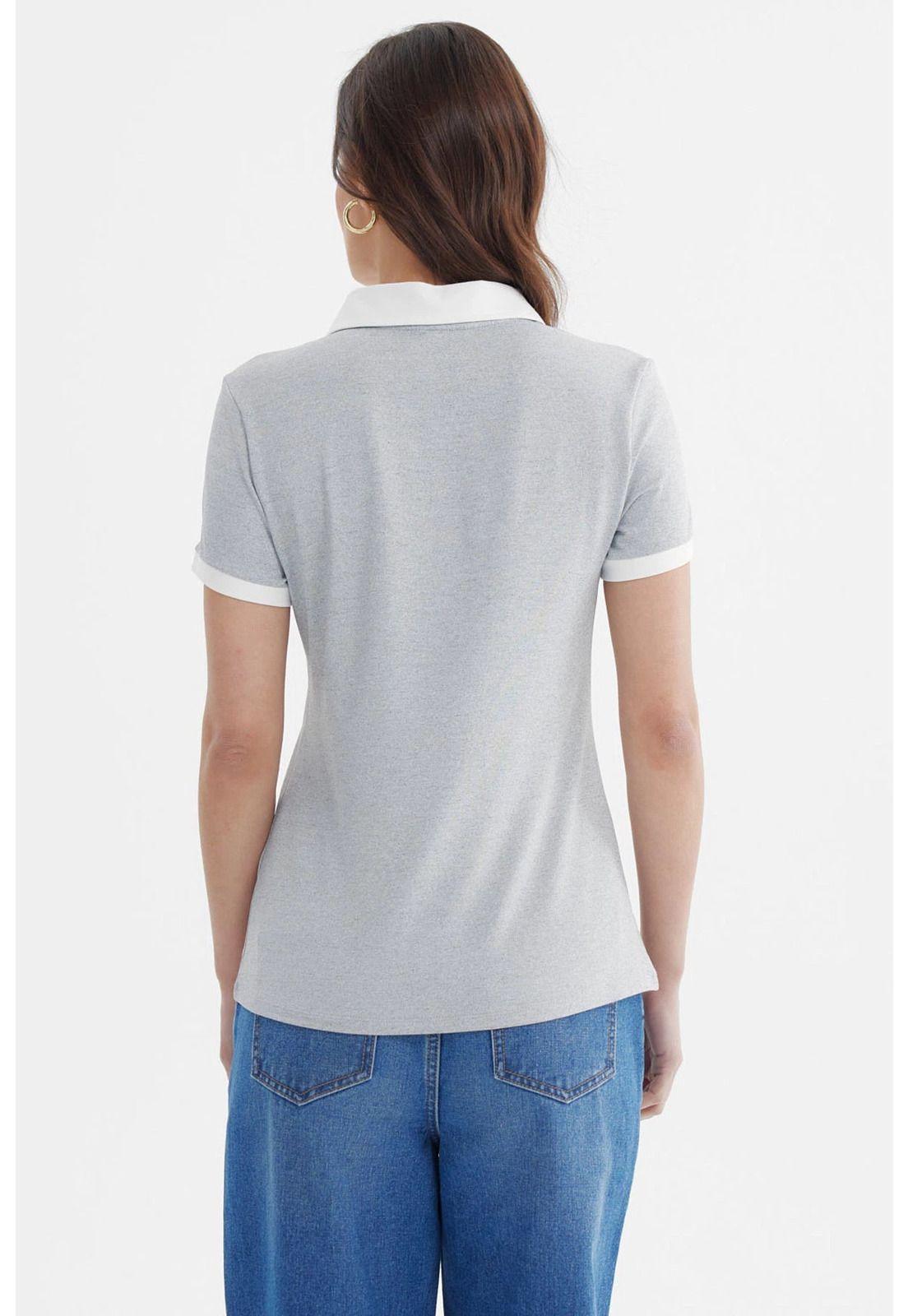 Polera Mujer Media Pata Botón Gris-2