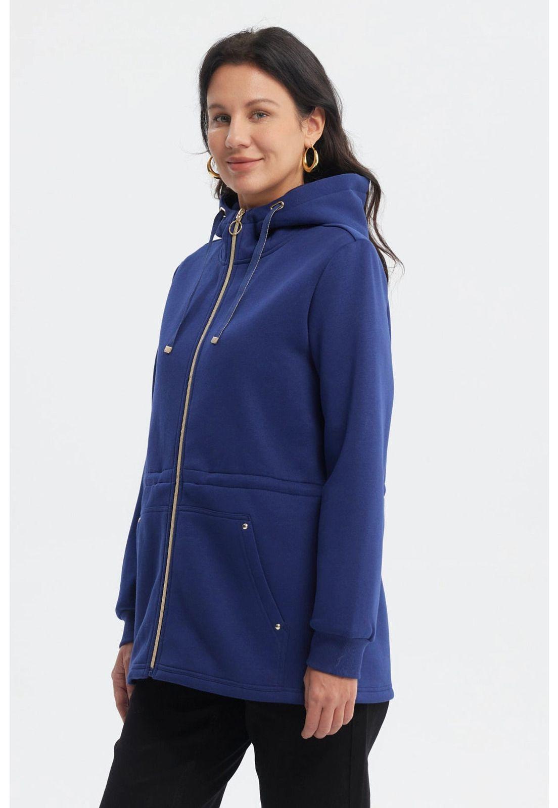 Polerón Mujer Capucha Azul Oscuro-1