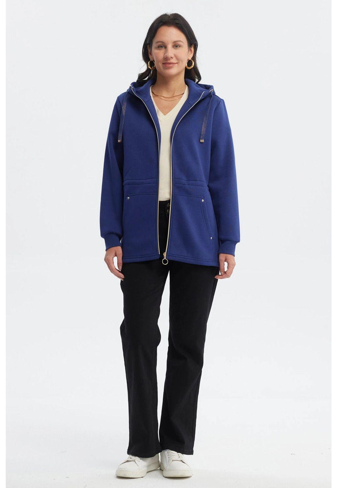Polerón Mujer Capucha Azul Oscuro-3