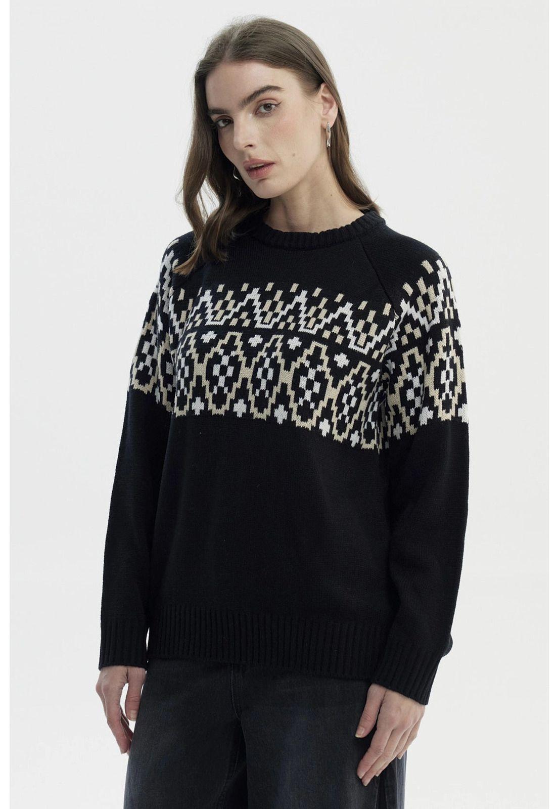 Sweater Mujer Slim Cuello Alto Negro - ll-1