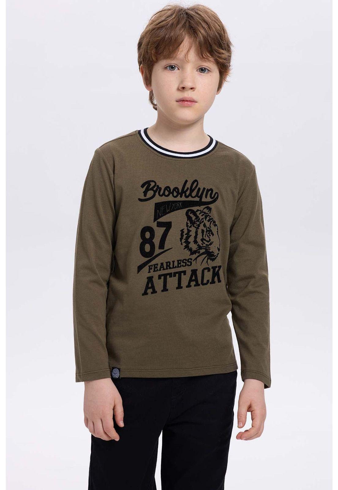 Polera Niño College Con Print Verde-0