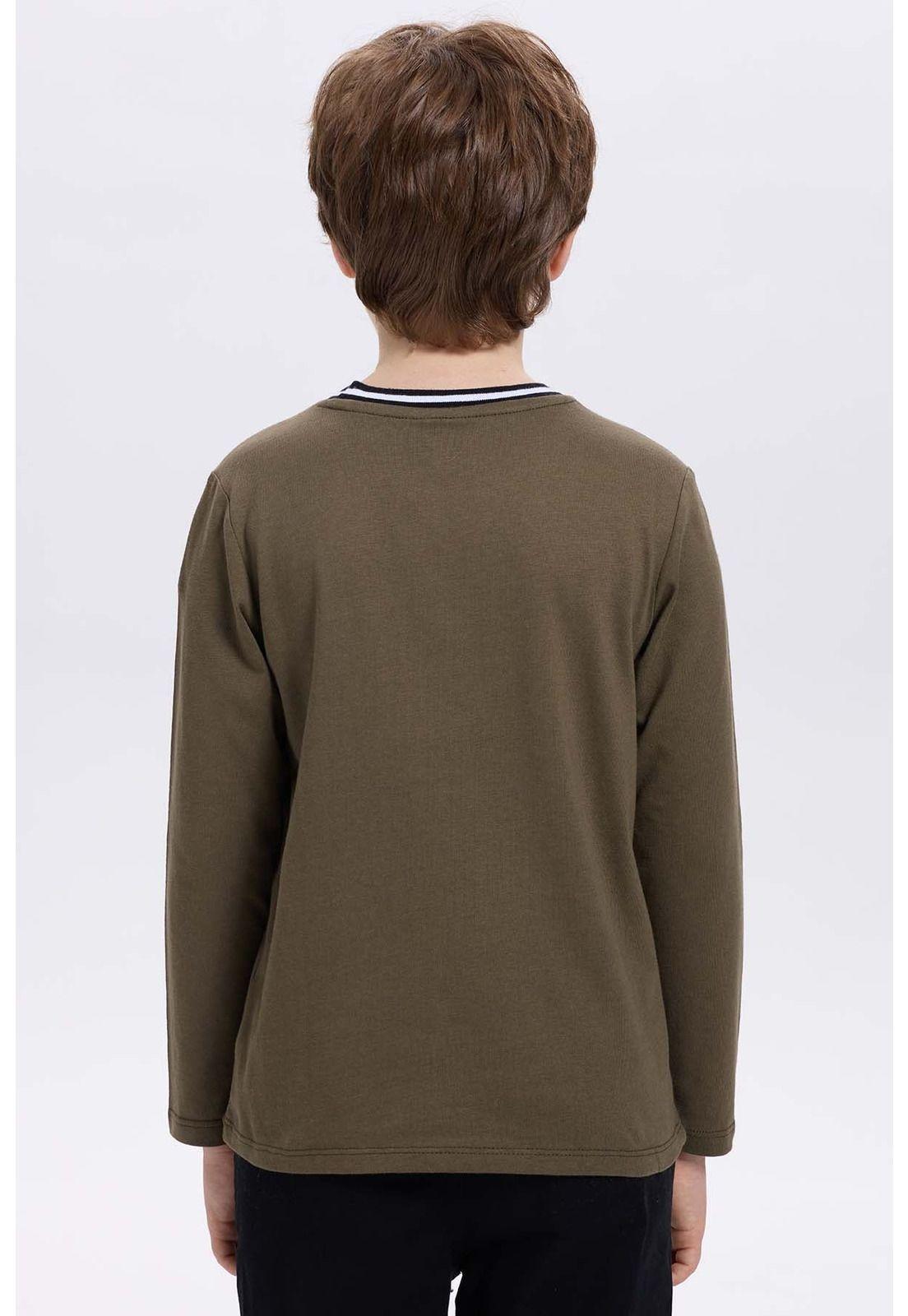 Polera Niño College Con Print Verde-1