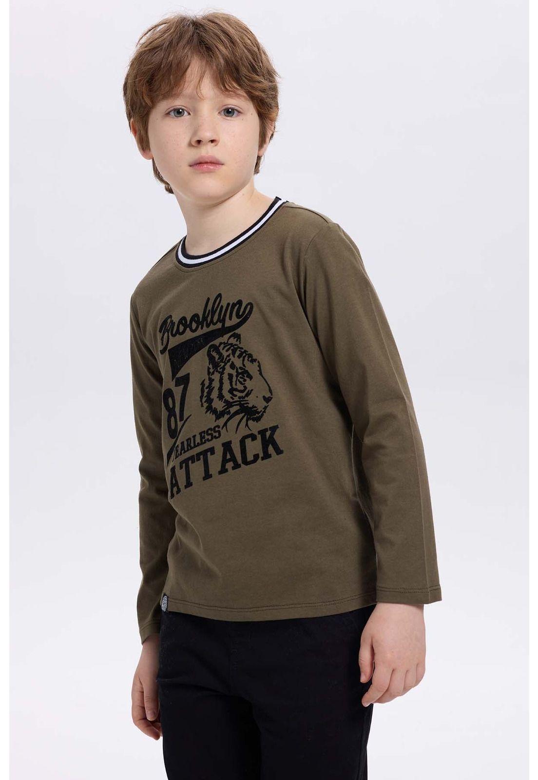 Polera Niño College Con Print Verde-2