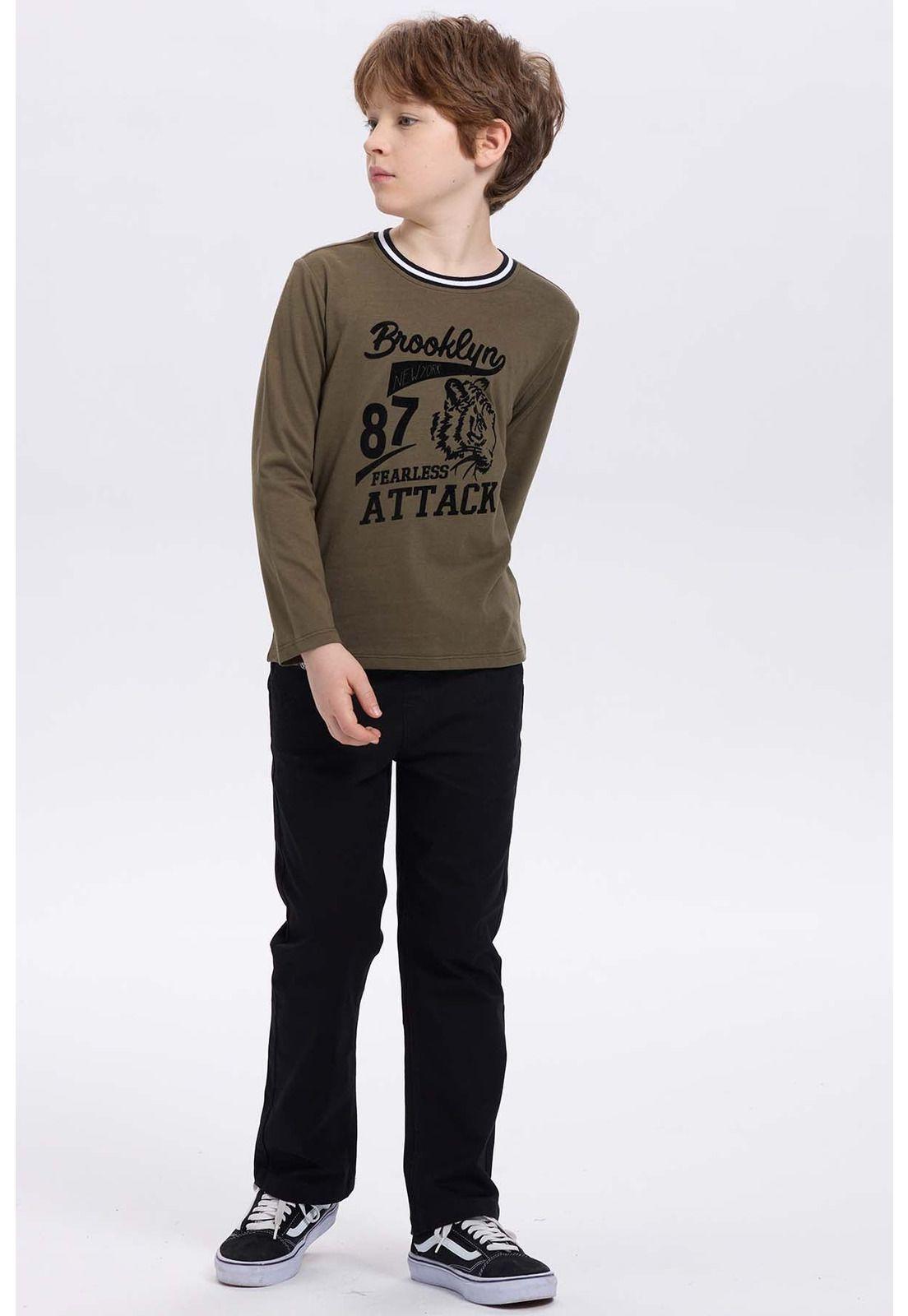 Polera Niño College Con Print Verde-3