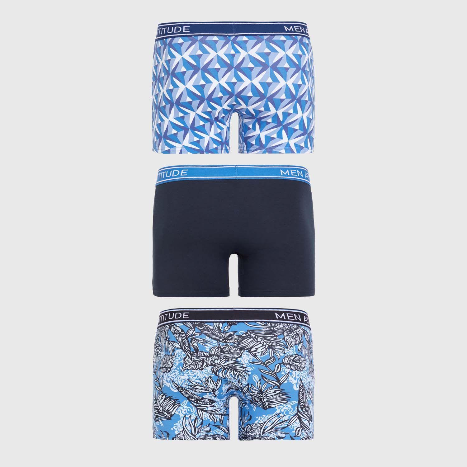 Boxer Liso Tripack Azul Hombre-1