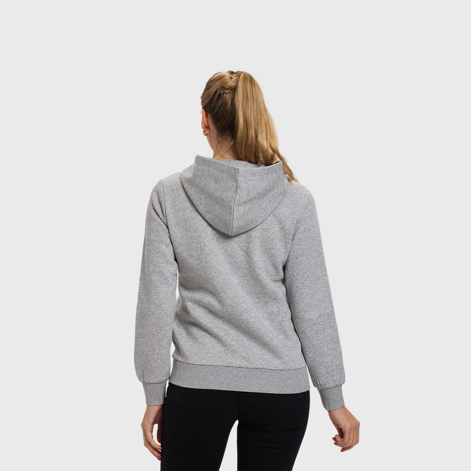 Polerón Mujer Hoodie Full Zipper Gris Melange Fsp-2