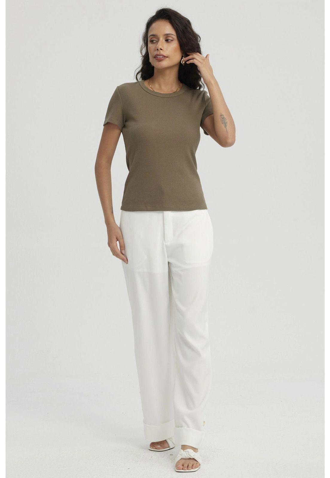 Polera Mujer Básico Lisa Verde Olivo-3