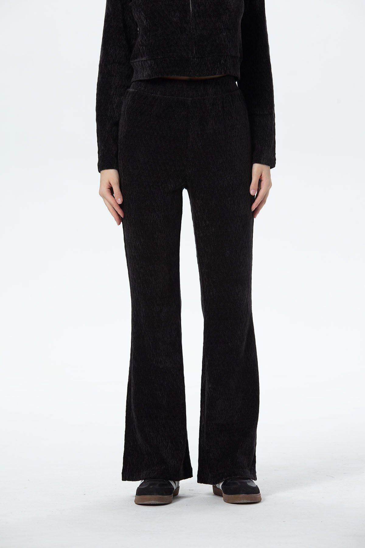 Pantalón Mujer Flare Chenille Negro-0
