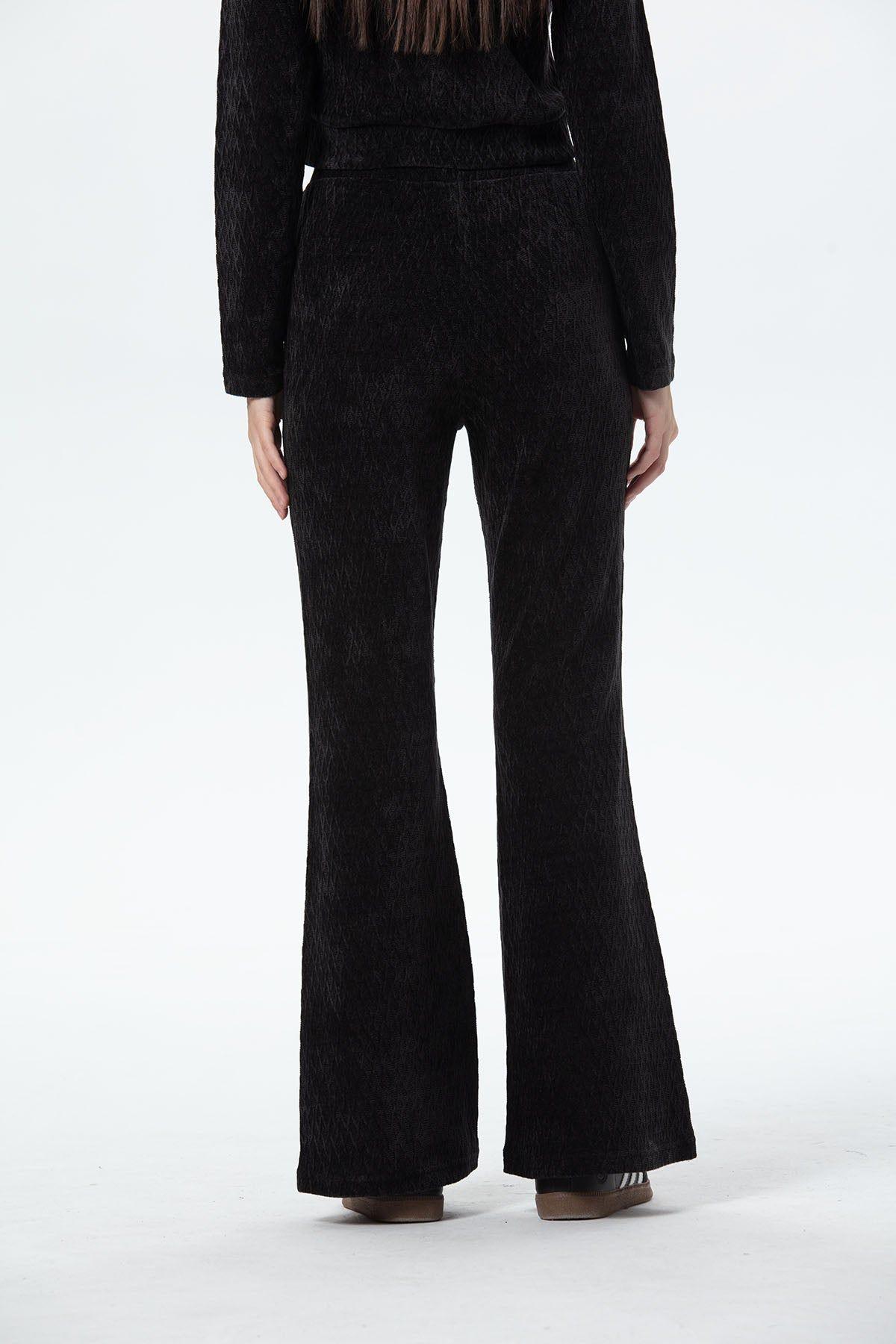 Pantalón Mujer Flare Chenille Negro-2
