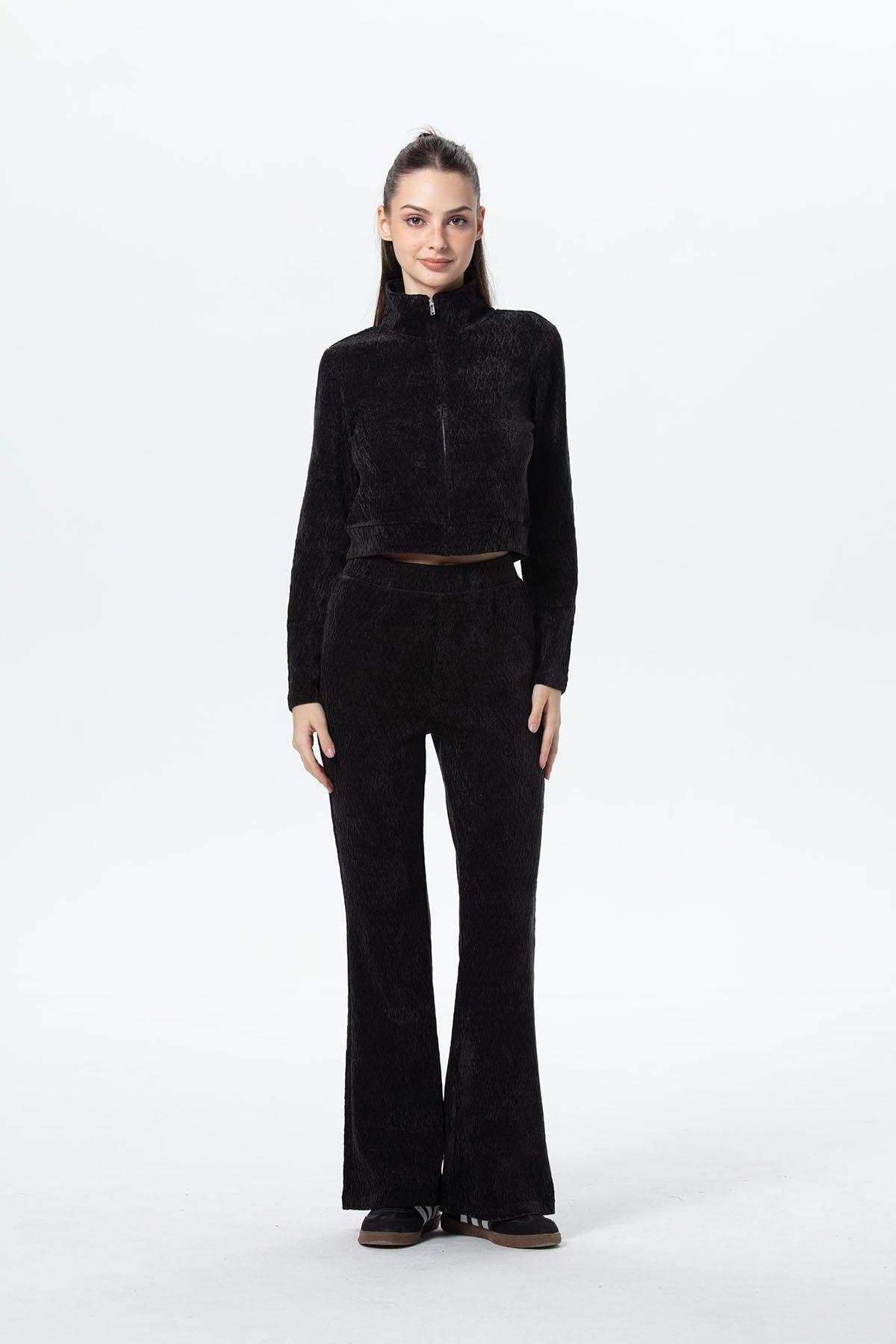 Pantalón Mujer Flare Chenille Negro-3