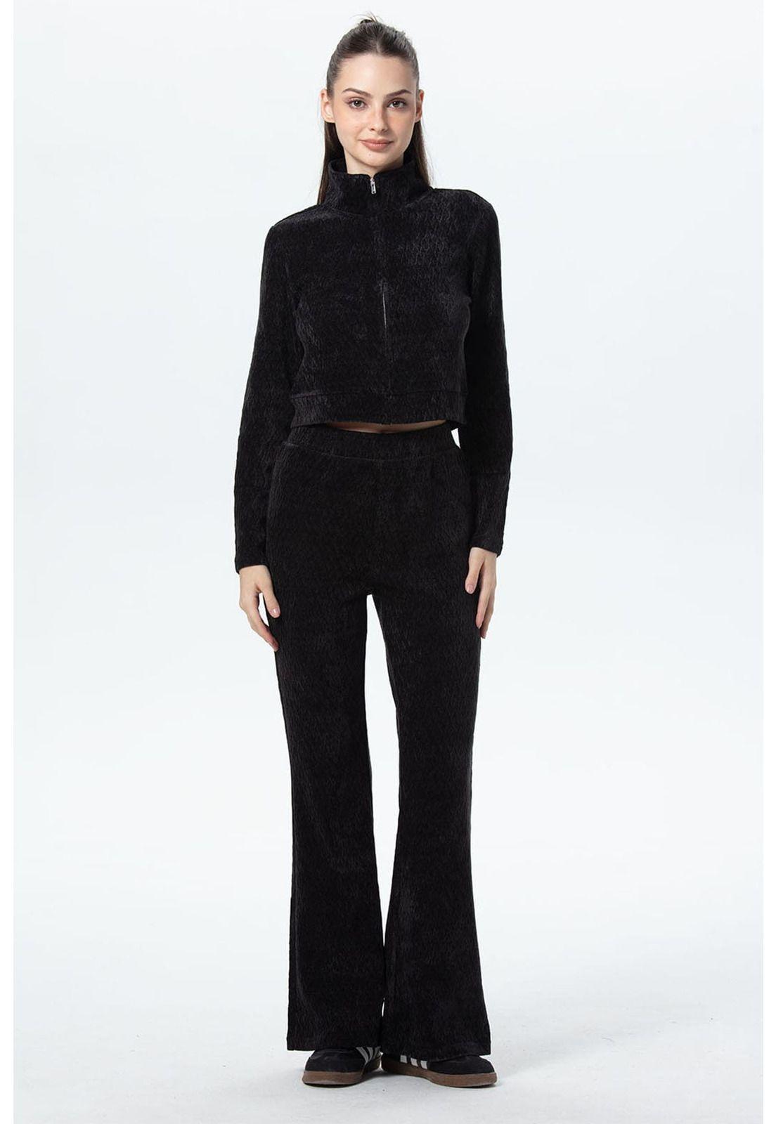 Pantalón Mujer Flare Chenille Negro-3