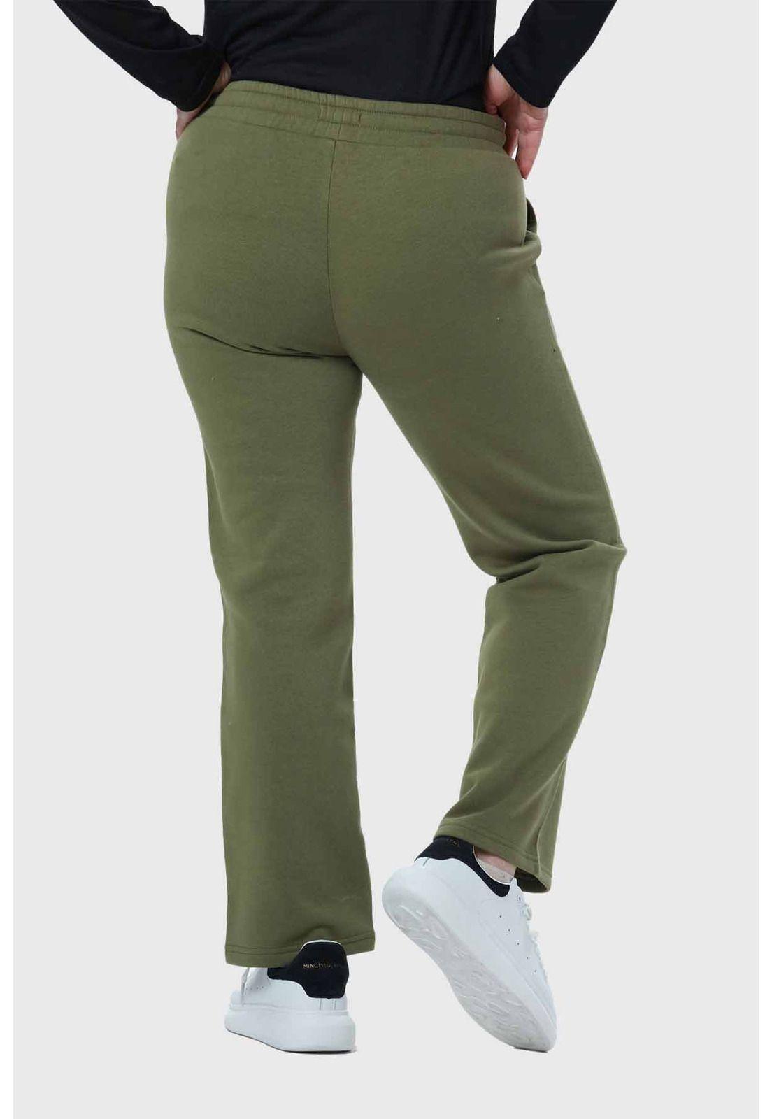 Pantalón Buzo Mujer Con Cordón Y Bolsillo Verde-2