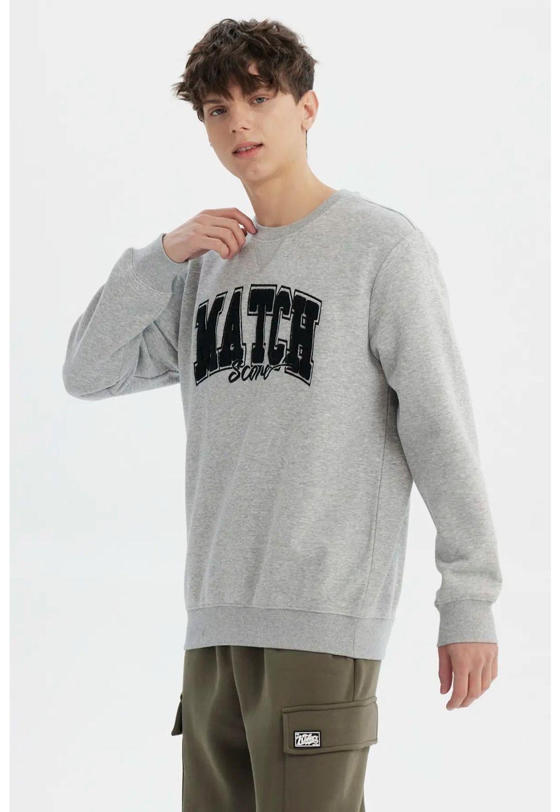 Polerón Hombre Slim Gris Melange-1