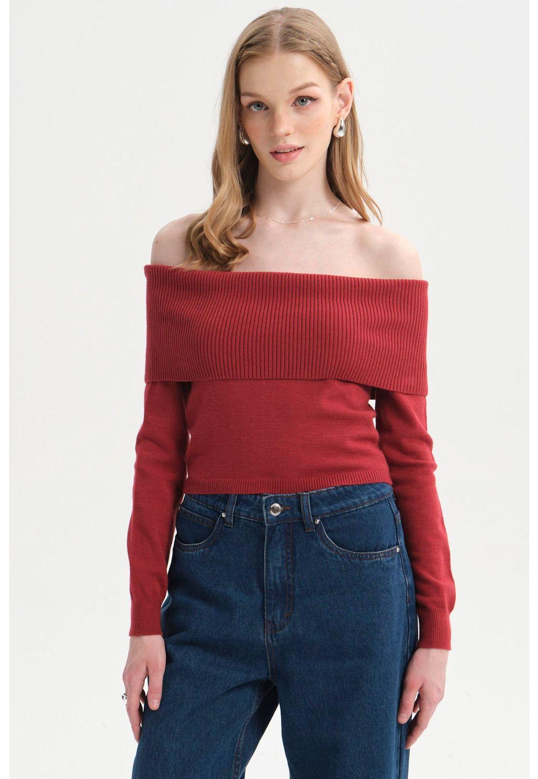 Sweater Mujer Bardot Burdeo-0