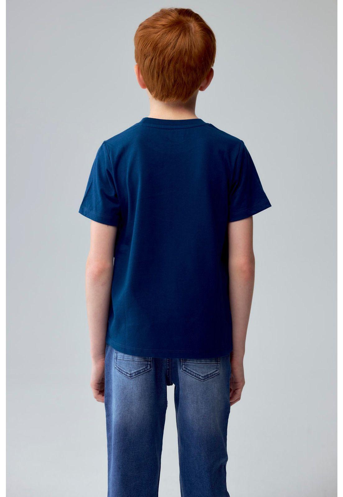 Polera Niño Básica Estampada Azul Petróleo-2