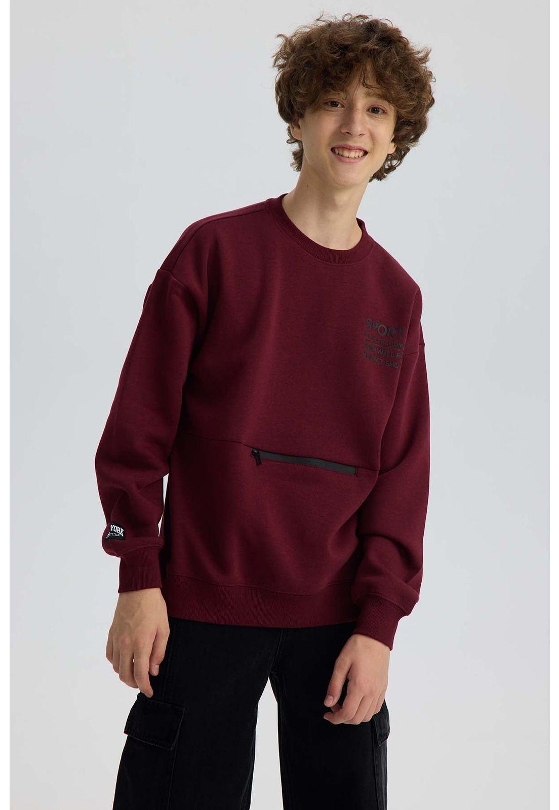 Polerón Niño Cerrado Con Cierre Burdeo-0