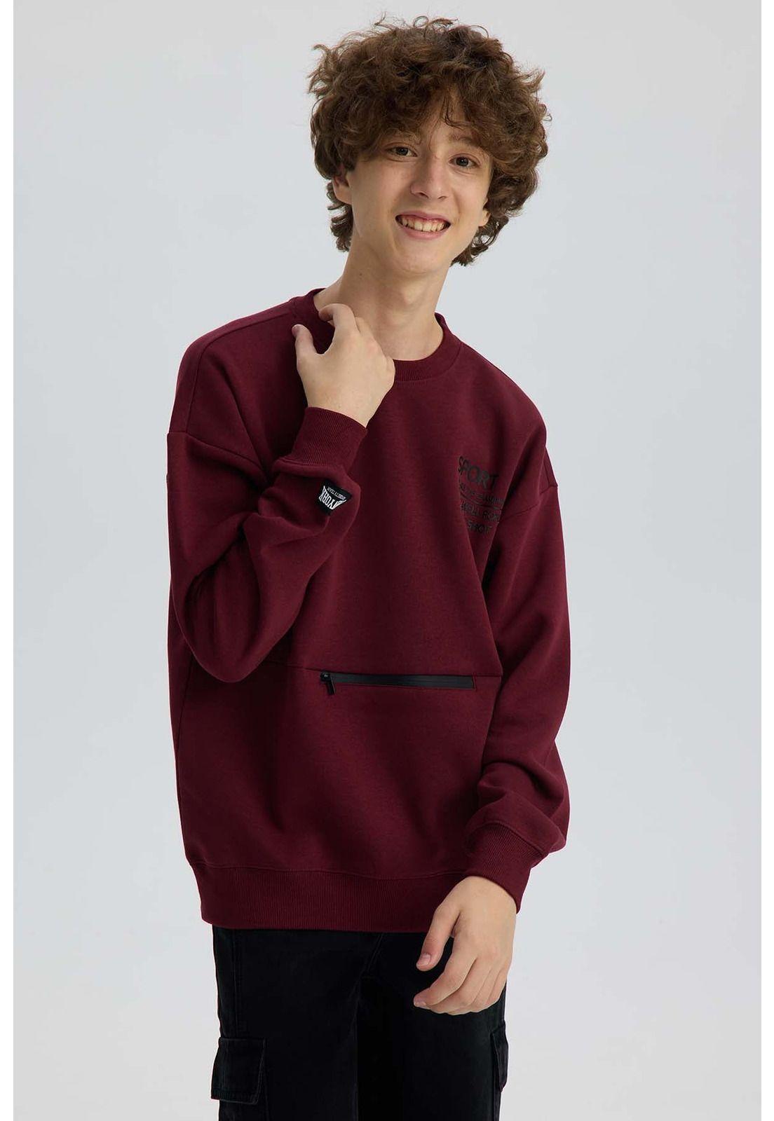 Polerón Niño Cerrado Con Cierre Burdeo-1