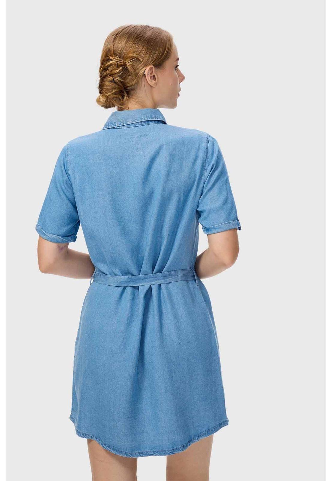 Vestido Mujer Camisero Azul-2