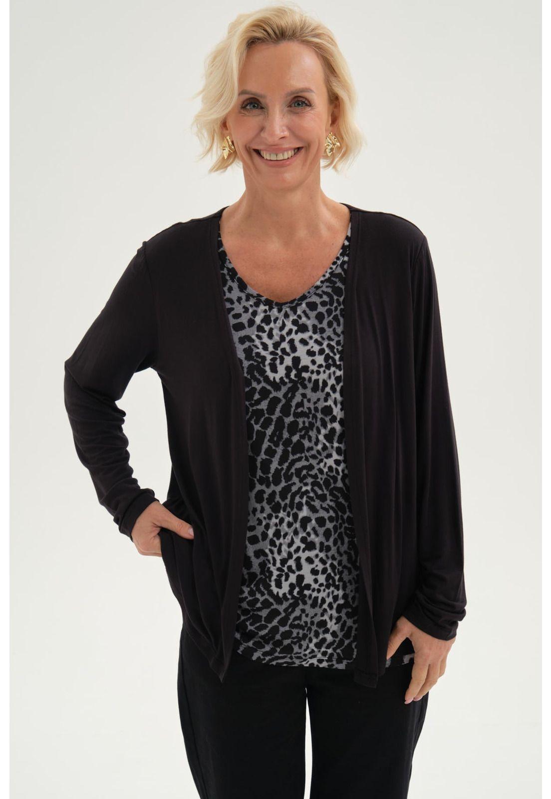 Polera Mujer Tapado Print Negro-0