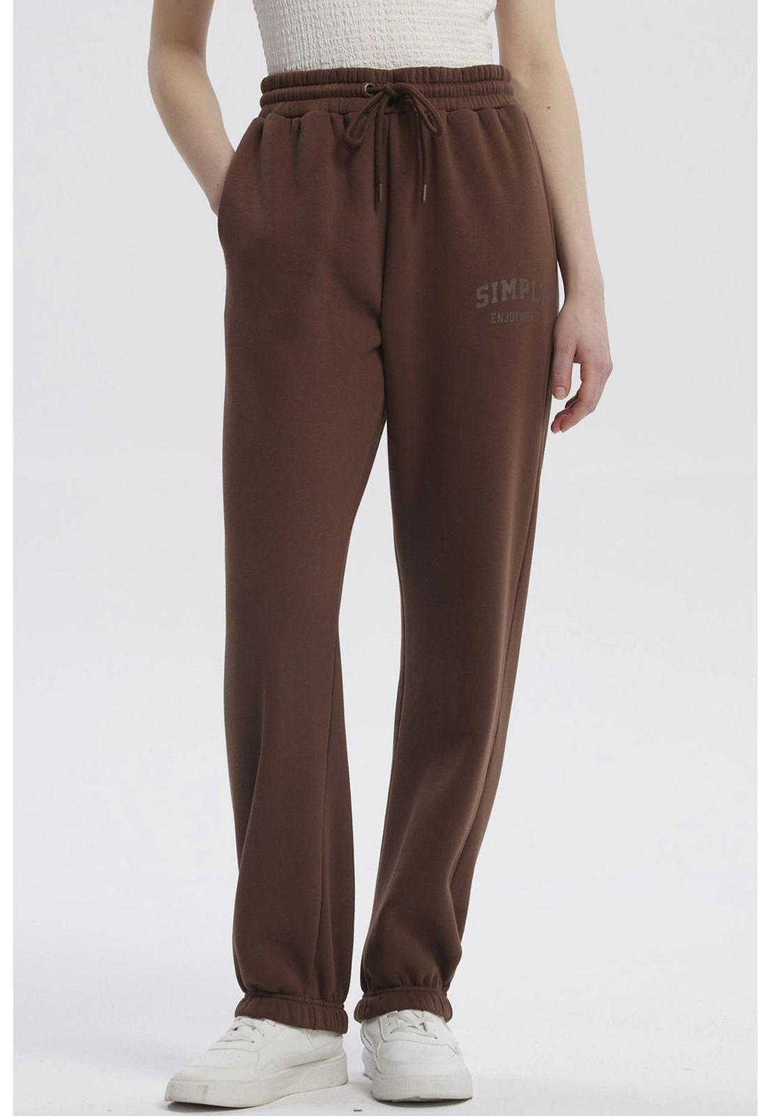Pantalón Buzo Mujer Jogger Café Oscuro-0