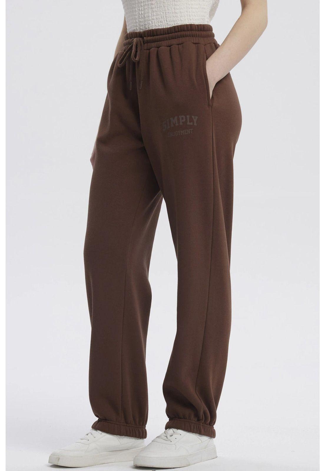 Pantalón Buzo Mujer Jogger Café Oscuro-1