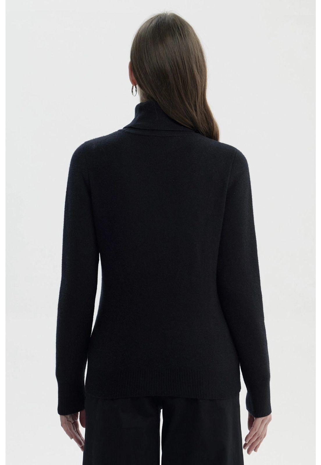 Sweater Mujer Slim Cuello Alto Negro-2