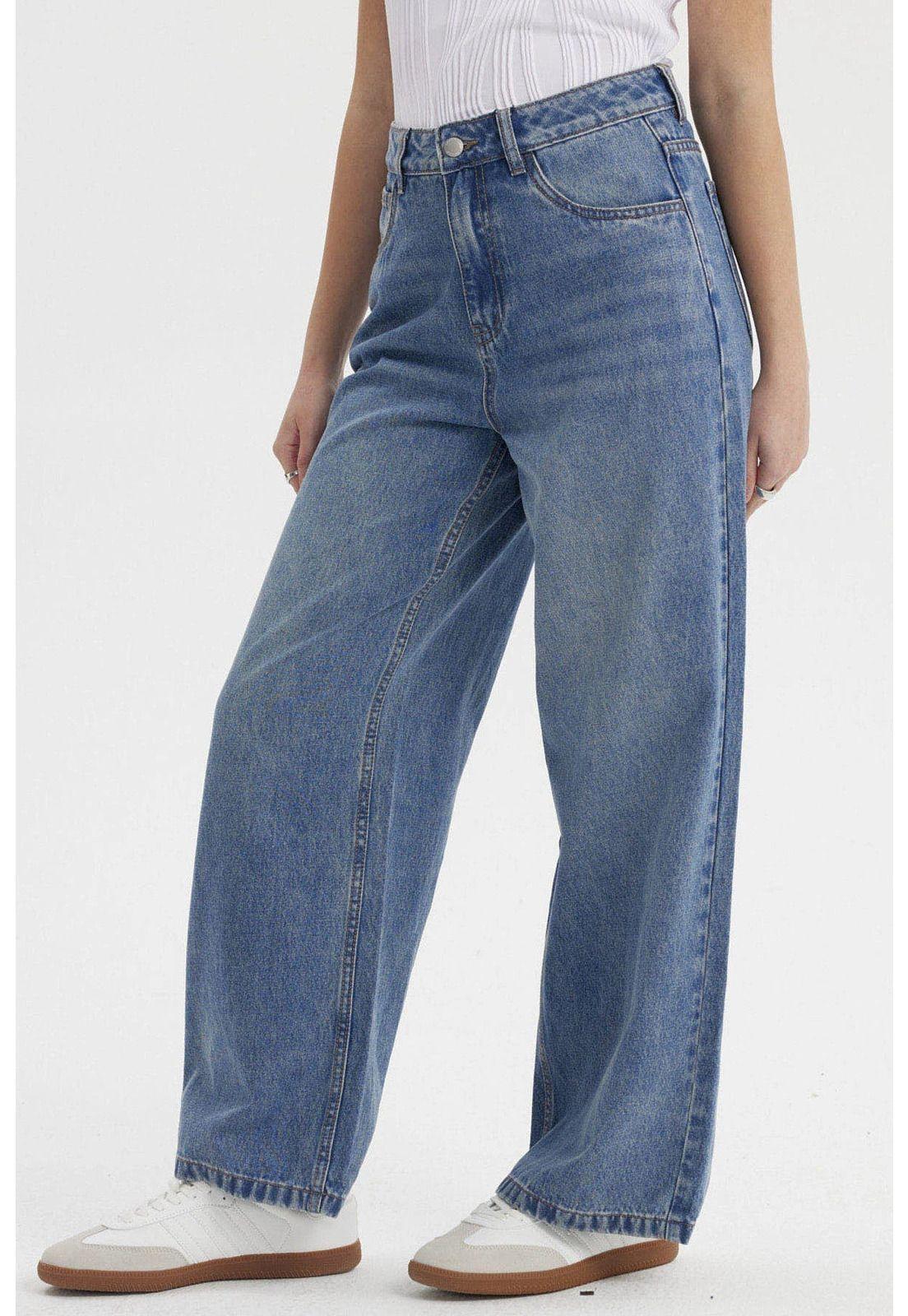 Jeans Mujer Wide Leg Lavado Azul-1